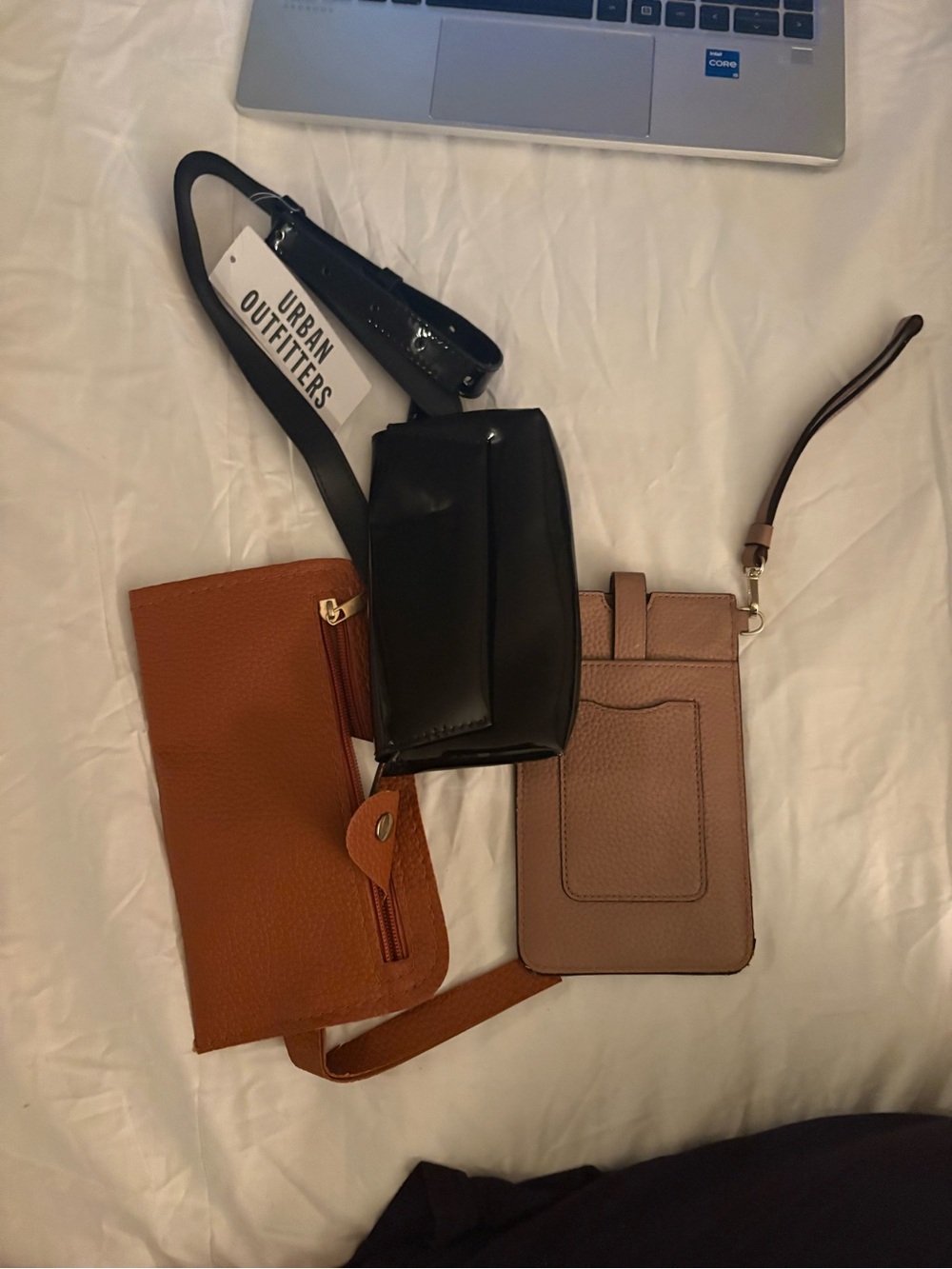Urban Outfitters Black Crossbody with Tan and Cognac Accessories